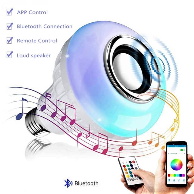 Manufacturer 12W LED Music Light Bulb with Built-in Bluetooth Speaker RGB Color Changing Speaker Bulb for Party, Home, Christmas Decor